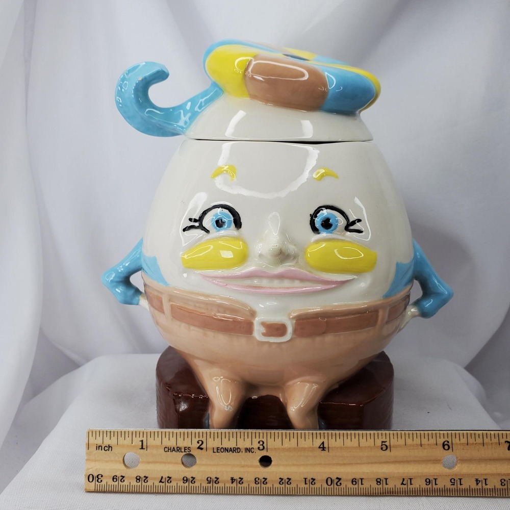 Vintage Humpty Dumpty Ceramic Cookie Jar Nursery Rhyme Collectible Kitchen Decor - Picture 10 of 15